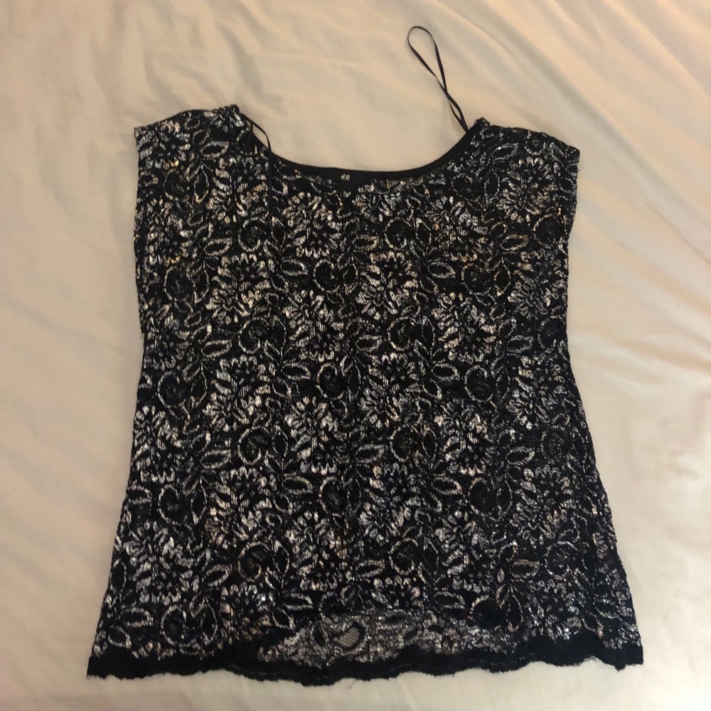 Black and silver shiny lace shirt